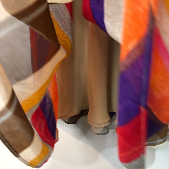 Lauren Ralph Lauren Multicolor Diagonal Stripes High Waist A-line MIDI Skirt - Picture 10 of 11